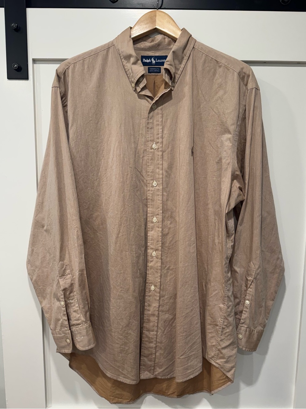 Ralph Lauren Men's Light Brown Long-Sleeve Button-Down Shirt